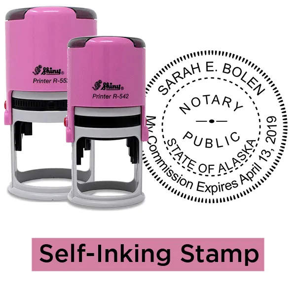 Alaska Notary Pink - Round Design Seal