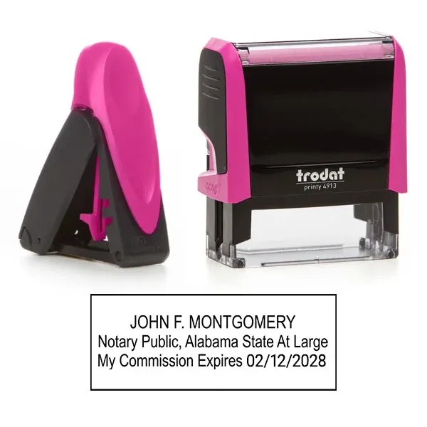 Alabama  Pink Notary Rectangle Stamp