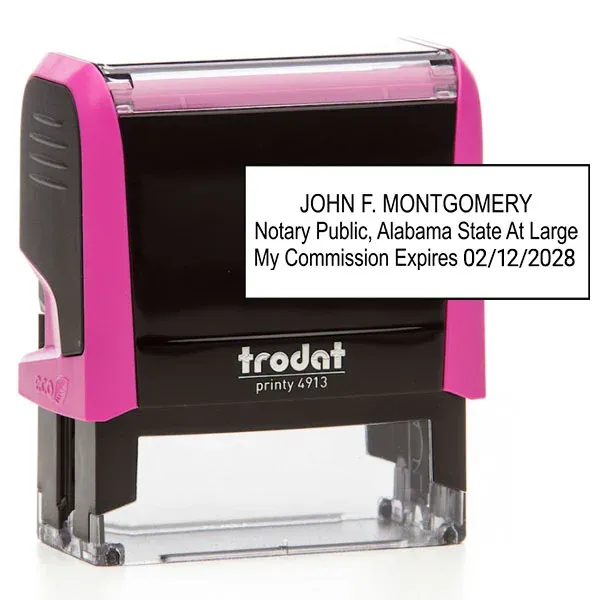 Alabama  Pink Notary Rectangle Stamp