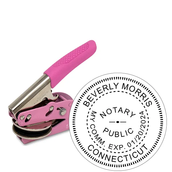 Connecticut Notary Round Pink Seal Embosser