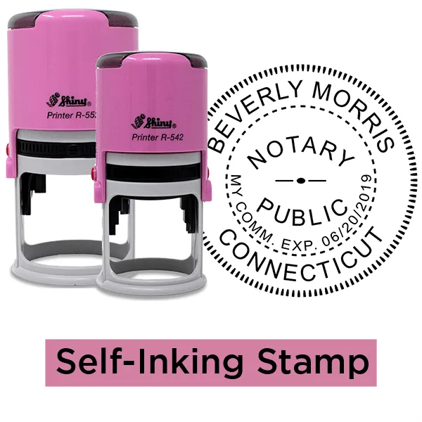 Connecticut Notary Pink - Round Design Seal