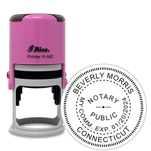 Connecticut  RoundPink Notary Stamp