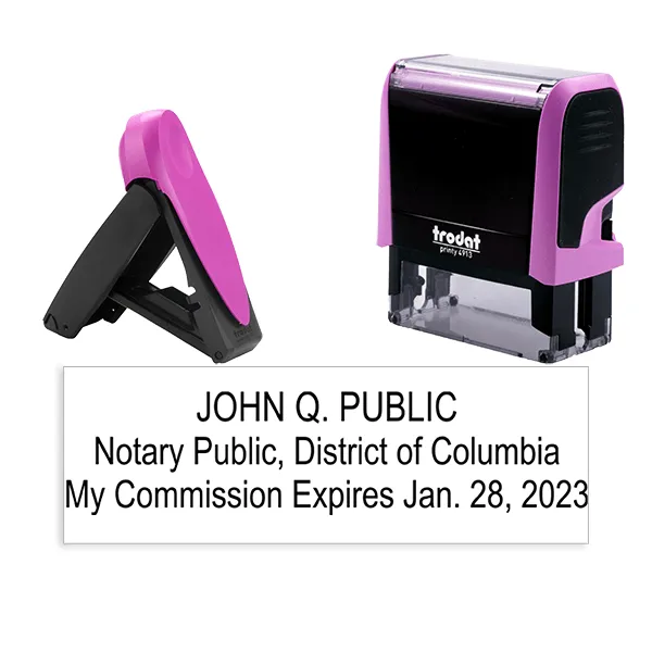 District of Columbia Pink Rectangle Notary Stamp