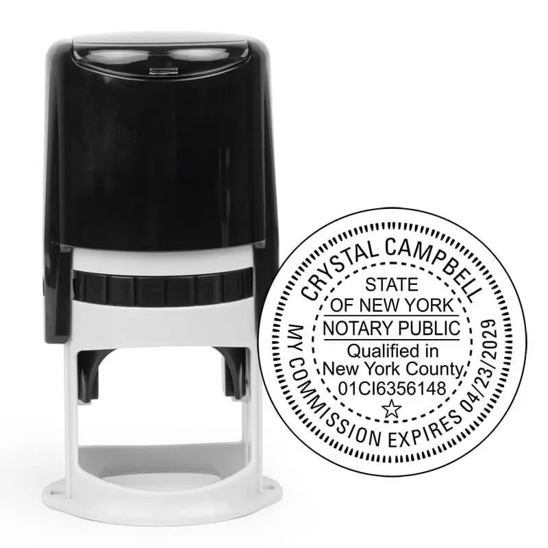 New York County and Expiration Round Notary Seal - Choose Stamp or Embosser
