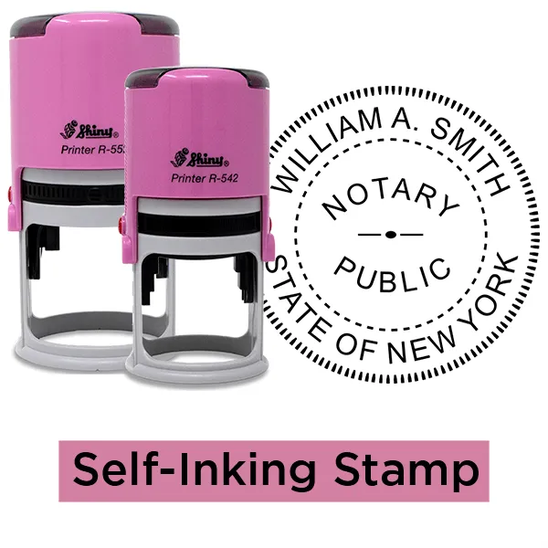 New York Round Pink Notary Seal