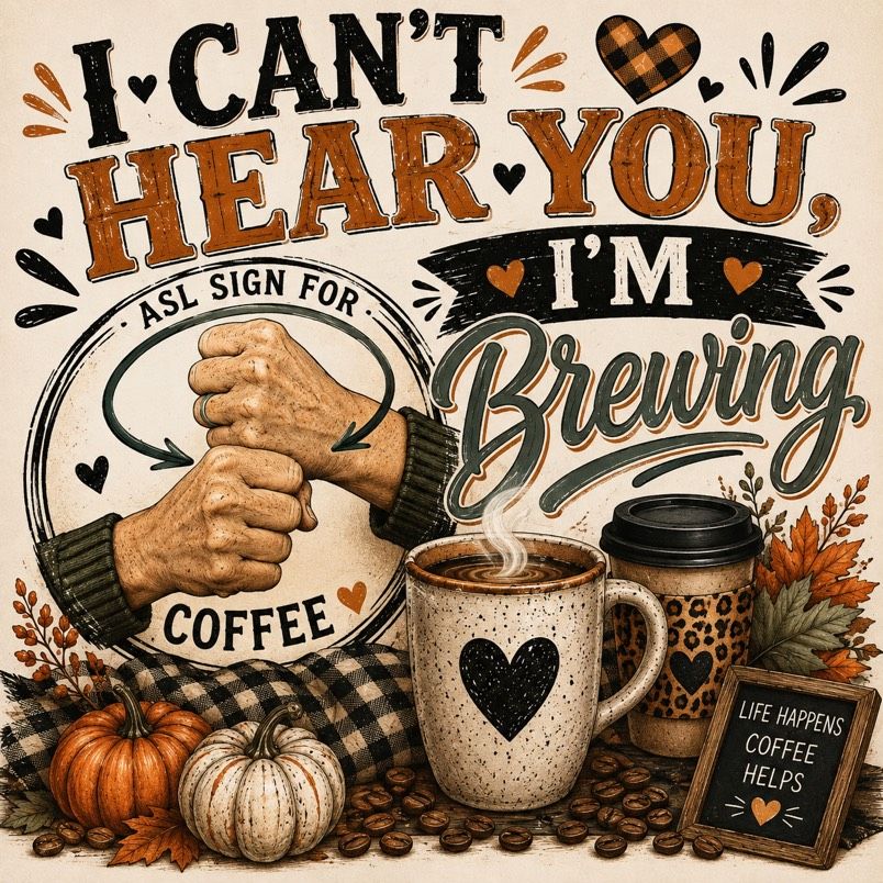 I Can't hear You, I'm Brewing -- ASL Coffee T-Shirt