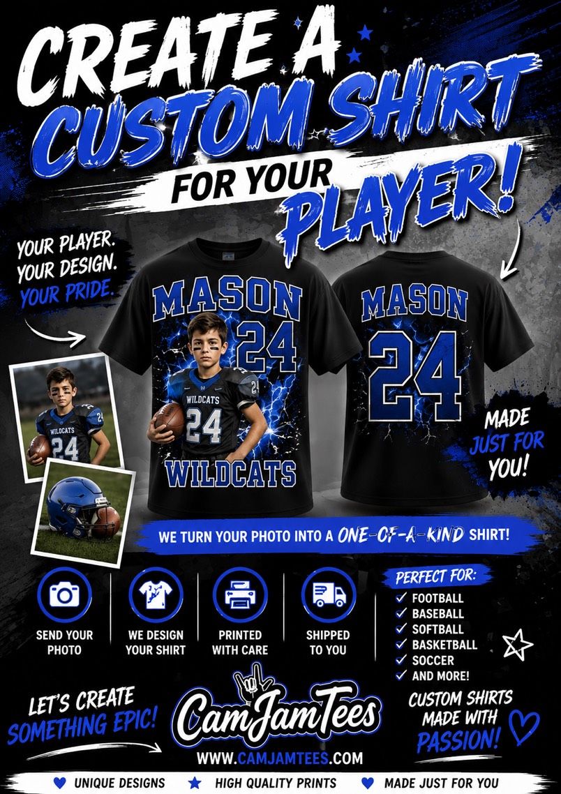Custom Sports Player T-Shirt - Made from Your Photo (2XL-4XL)