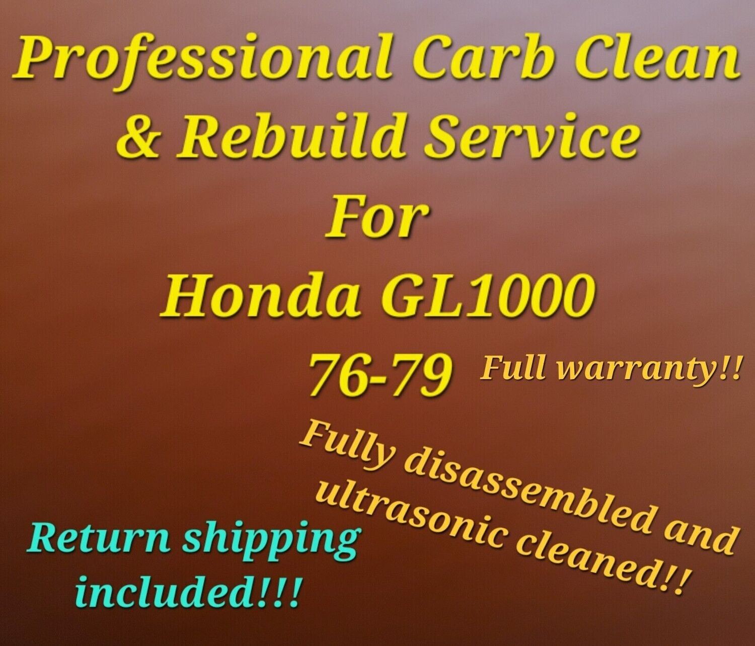 76-79 Honda Goldwing GL1000 Professional Carb Clean &amp; Rebuild Service