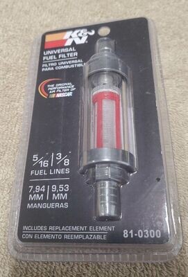 K&amp;N Reusable Universal Fuel Filter 5/16 &amp; 3/8 - Easy Disassemble &amp; Clean!!