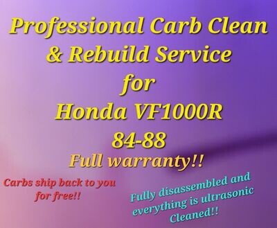 84-88 Honda VF1000R Interceptor Professional Carb clean &amp; Rebuild service
