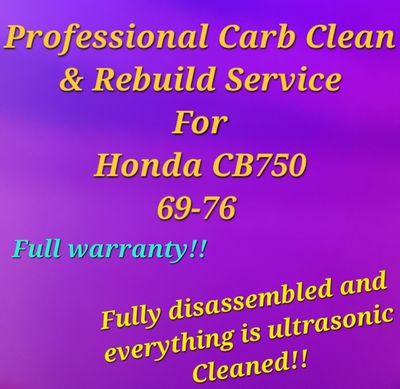 69-76 Honda CB750 Professional Carb Clean and Rebuild service