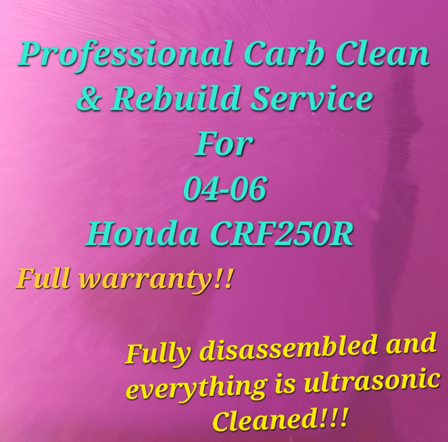 04-06 Honda CRF250R Professional Carb Clean &amp; Rebuild service