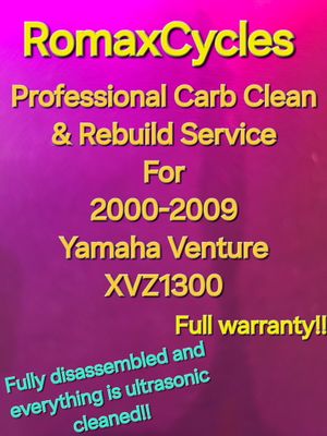 2000-2009 Yamaha Venture XVZ1300 Professional Carb Clean and Rebuild Service