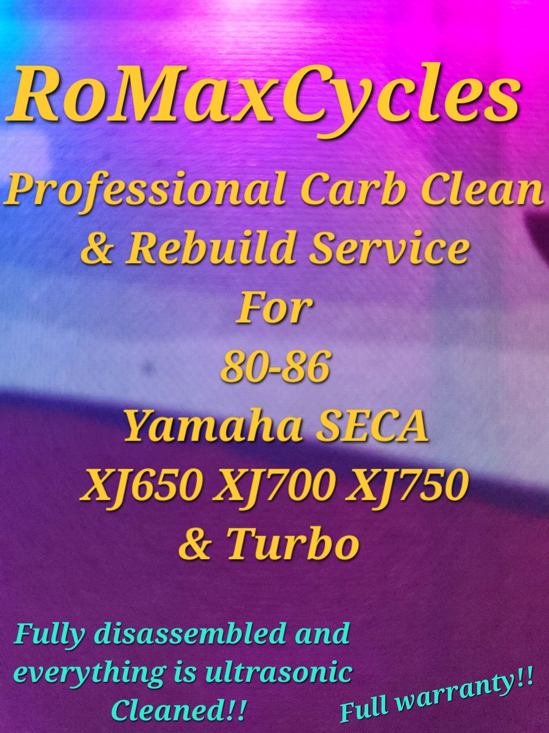 80-86 Yamaha XJ650 XJ700 XJ750 &amp; Turbo Professional carb clean &amp; rebuild service