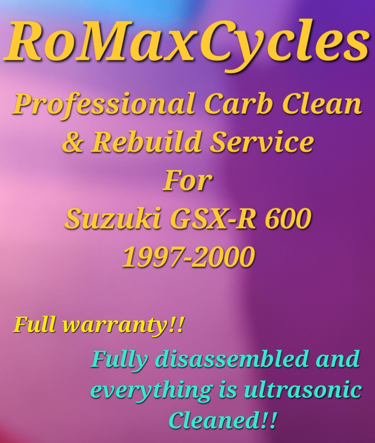 97-2000 Suzuki GSX-R 600 Professional Carb Clean &amp; Rebuild Service