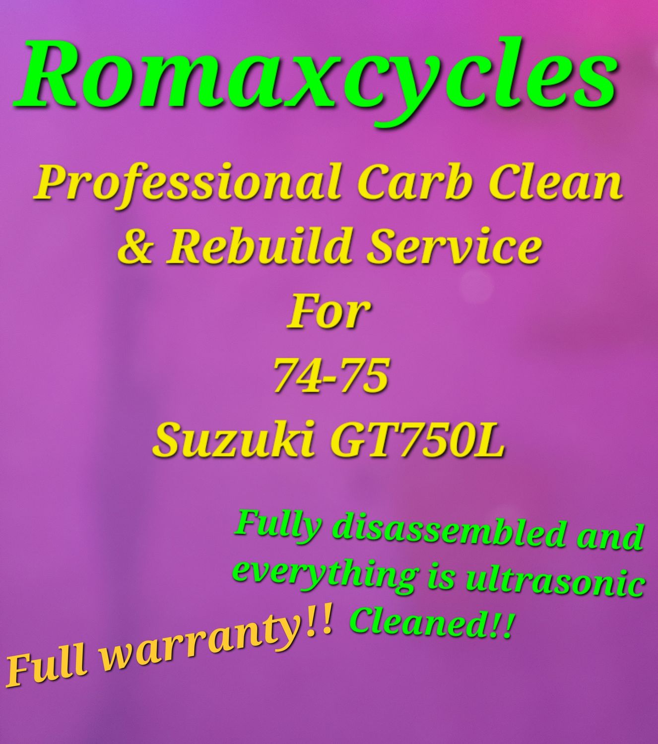 74-75 Suzuki GT750 Professional Carb Clean &amp; Rebuild Service