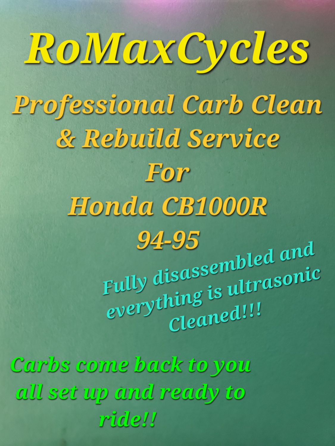 94-95 Honda CB1000R Professional Carb clean &amp; rebuild service