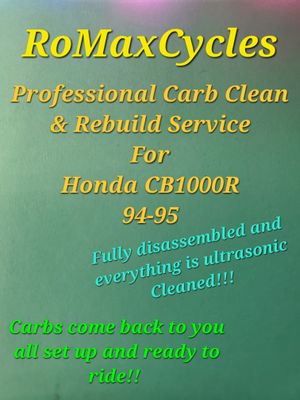 94-95 Honda CB1000R Professional Carb clean &amp; rebuild service