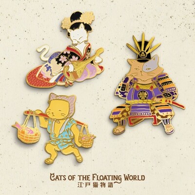 Cats of the Floating World 3 Pins discount set