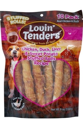 Lovin&#39; Tenders Chicken, Duck, Liver and Sweet Potato Rolls 8oz