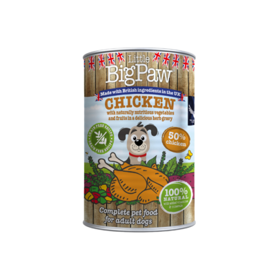 Little Big Paw Chicken Cans with Green Beans, Mixed Peppers and Sweet Potato in a Rich Herb Gravy 390g