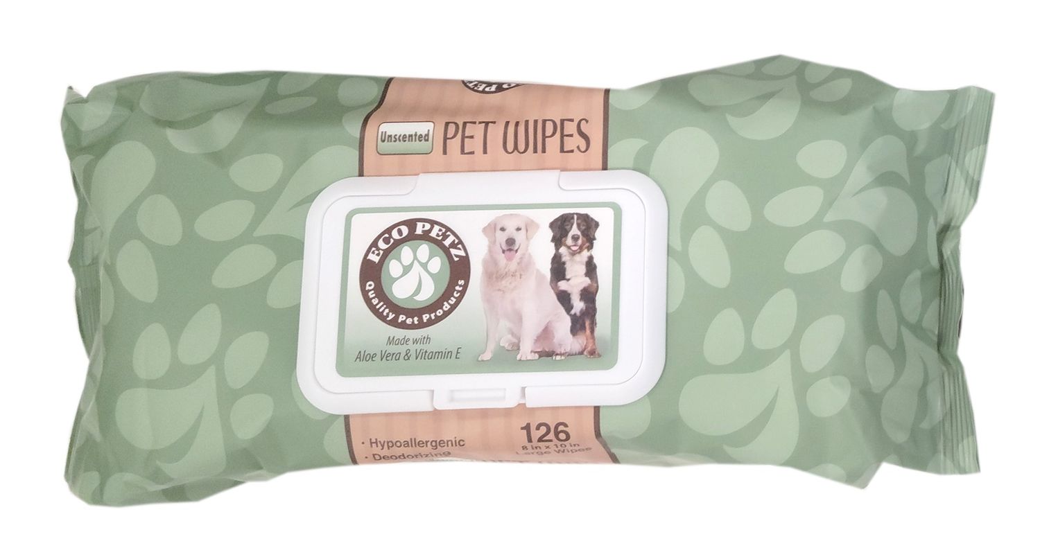 Eco Pet Wipes Unscented 6in × 8in 126ct