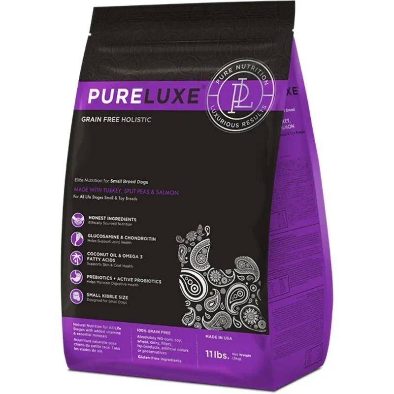 Pure Luxe Grain Free Holistic Small Breed Turkey, Split Peas &amp; Salmon Dog Food 4lb