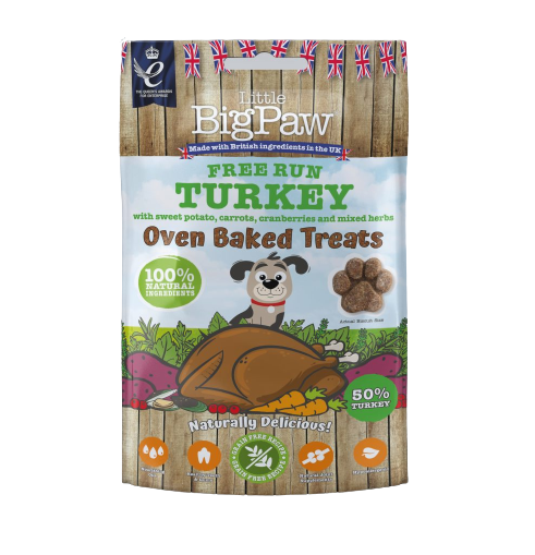 Little Big Paw Free Run Turkey Baked Treats 130g