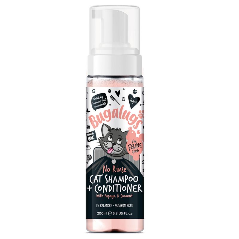 Bugalugs No Rinse Cat Shampoo &amp; Conditioner with Papaya &amp; Coconut 200ml