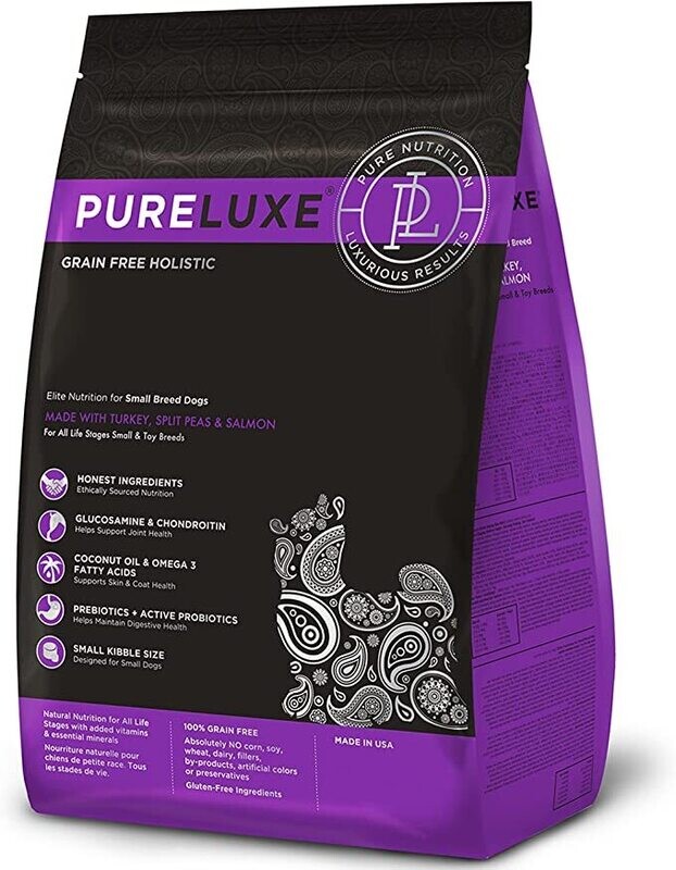 Pure Luxe Grain Free Holistic Small Breed Turkey, Split Peas &amp; Salmon Dog Food 11lb