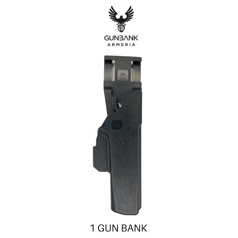 Fondina Glock DESTRA con ritenzione al ponticello e passante per cintura