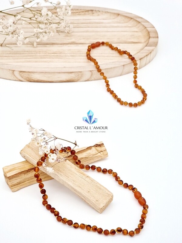 BERNSTEIN Babykette Hell-Cognac Kugel Matt