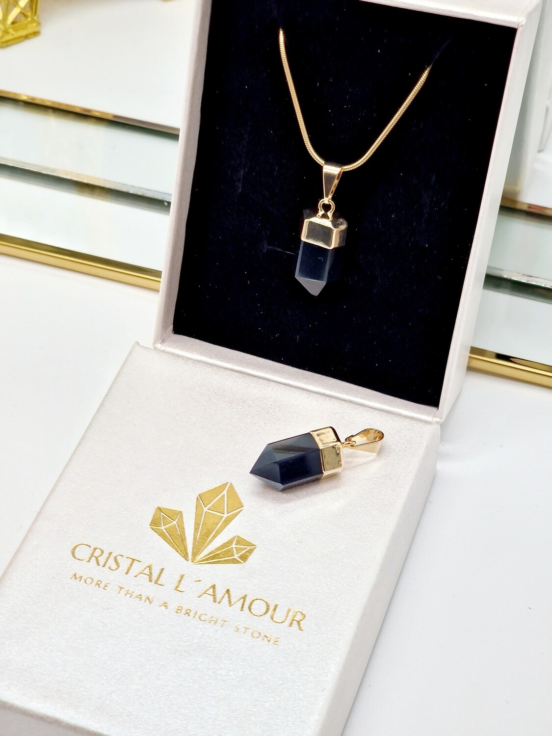 OBSIDIAN Mini Spitzenanhänger Gold