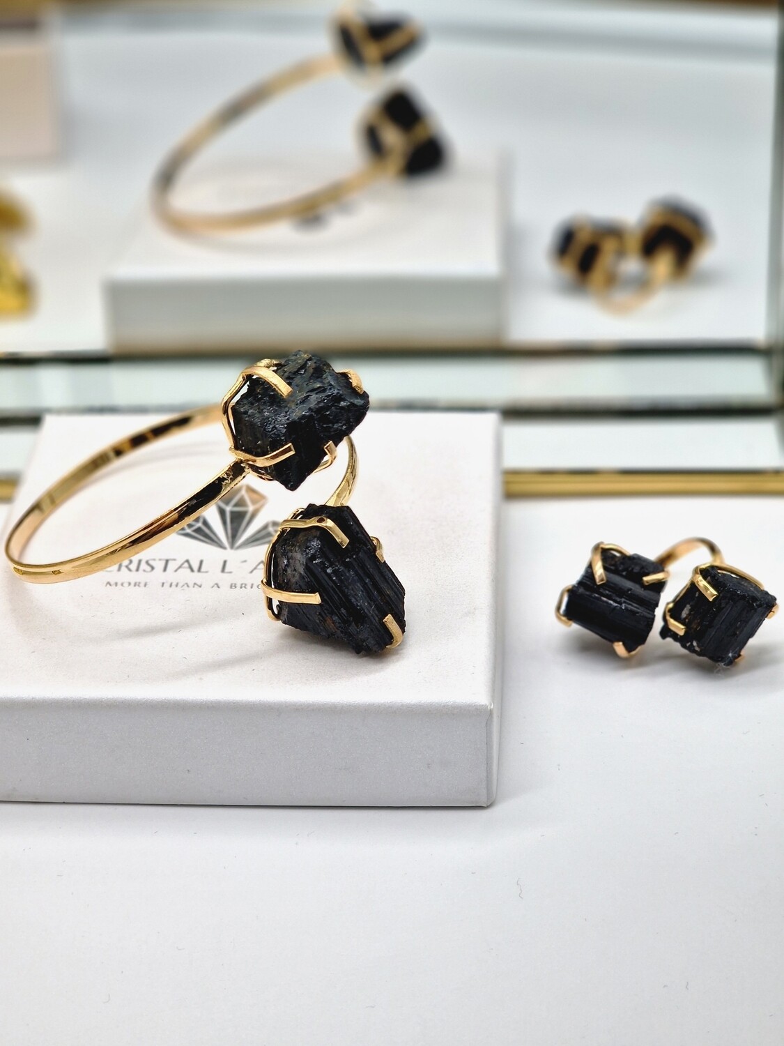 TURMALIN Armreifen + Ring  ( Set )