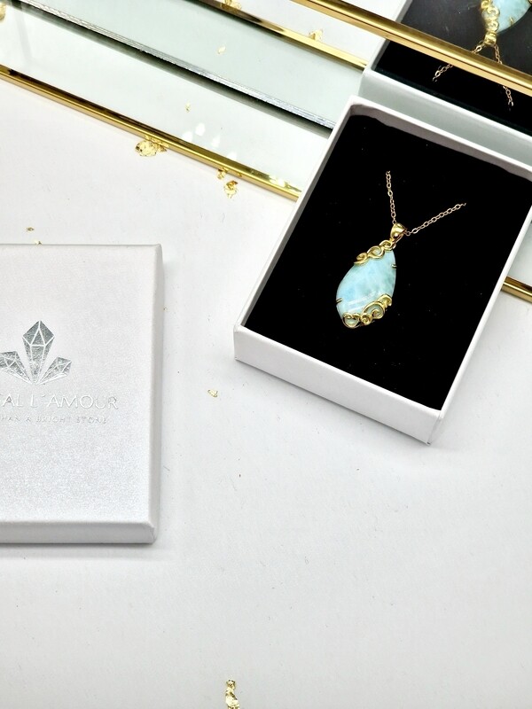 LARIMAR Tropfen Anhänger 925-er Silber