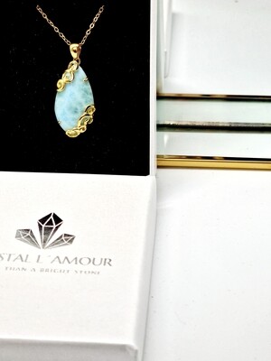 LARIMAR Tropfen Anhänger 925-er Silber