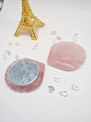 ROSENQUARZ Spiegel Muschel Form Ø10cm