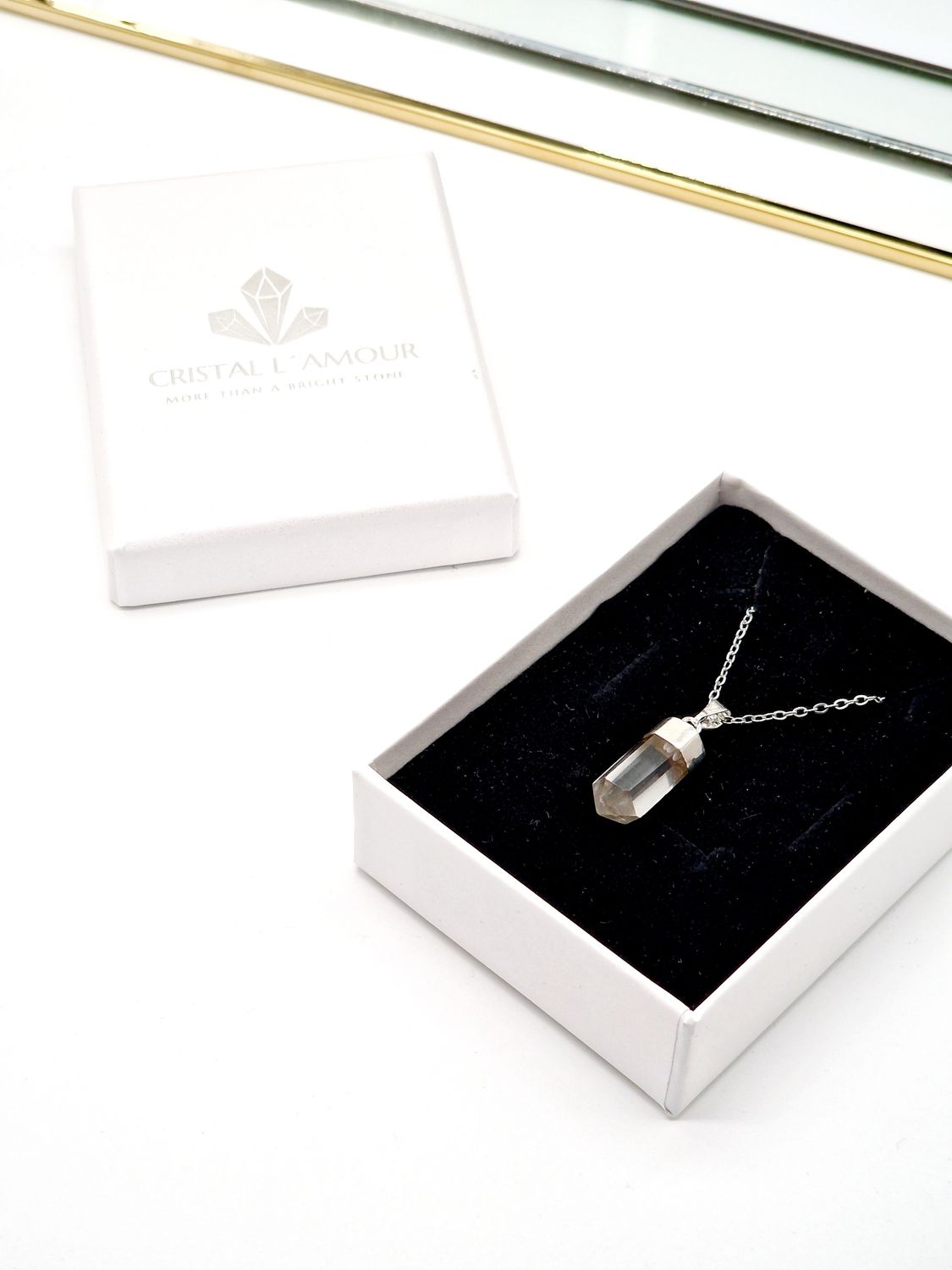 BERGKRISTALL Mini Spitzenanhänger Silber