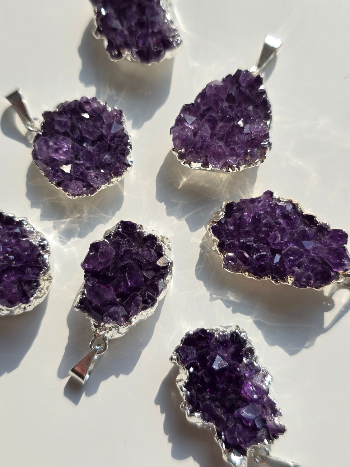 AMETHYST Druzy Anhänger Silber