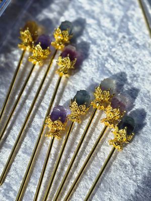 FLUORIT Rose Spange Gold