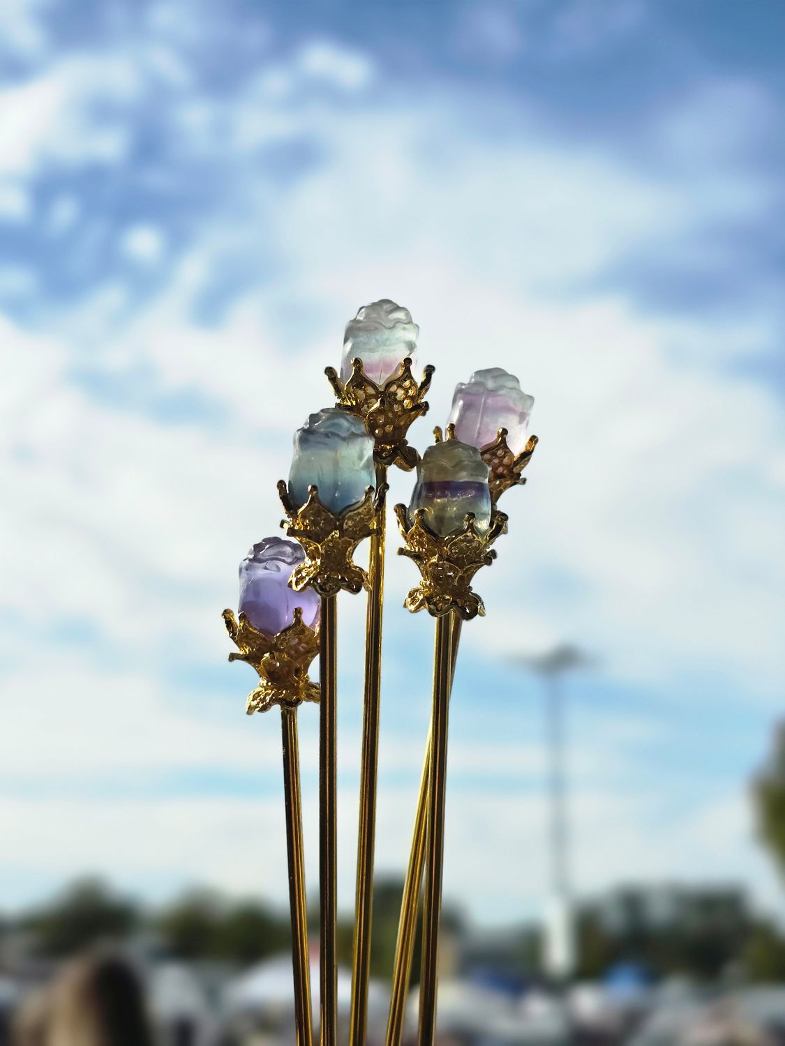 FLUORIT Rose Spange Gold