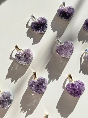 AMETHYST Mini Heart Druzy Pendant