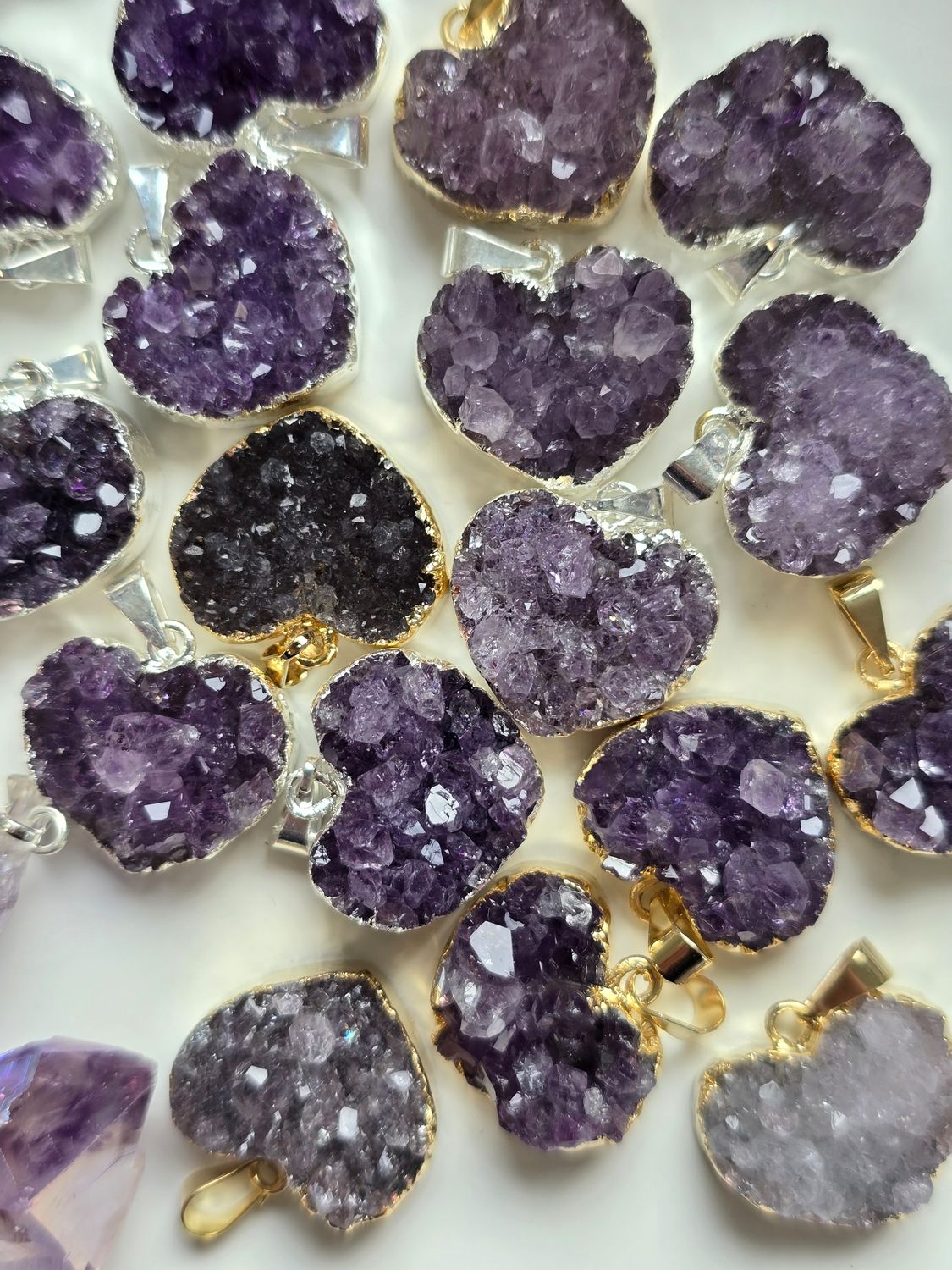 AMETHYST Mini Heart Druzy Pendant