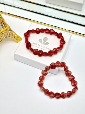 ERDBEERQUARZ Herz Armband