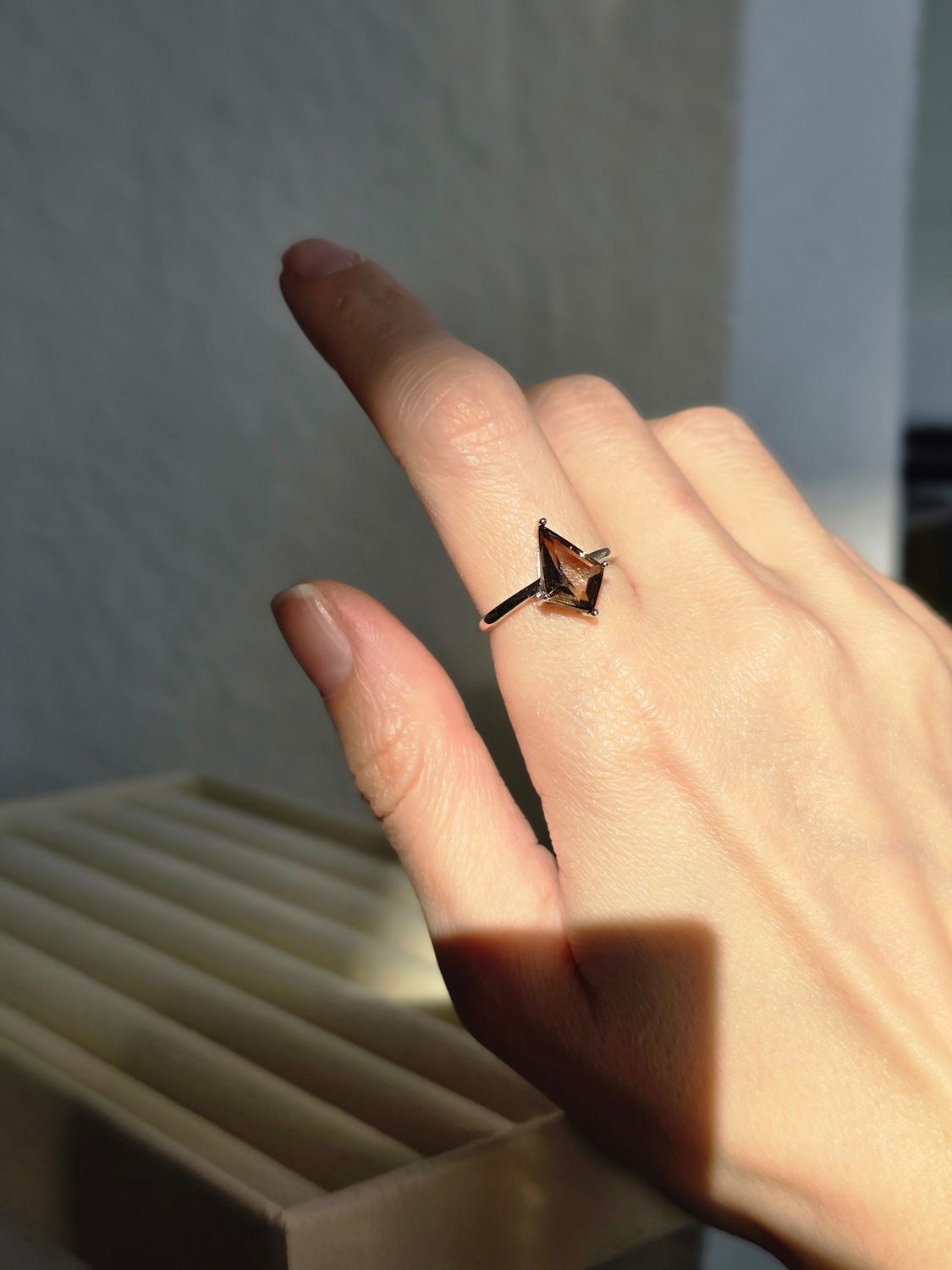 RAUCHQUARZ &quot;Diamond&quot; Ring
