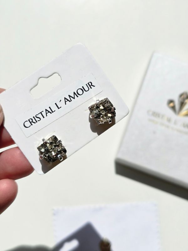 PYRIT Quadrat Ohrstecker Silber