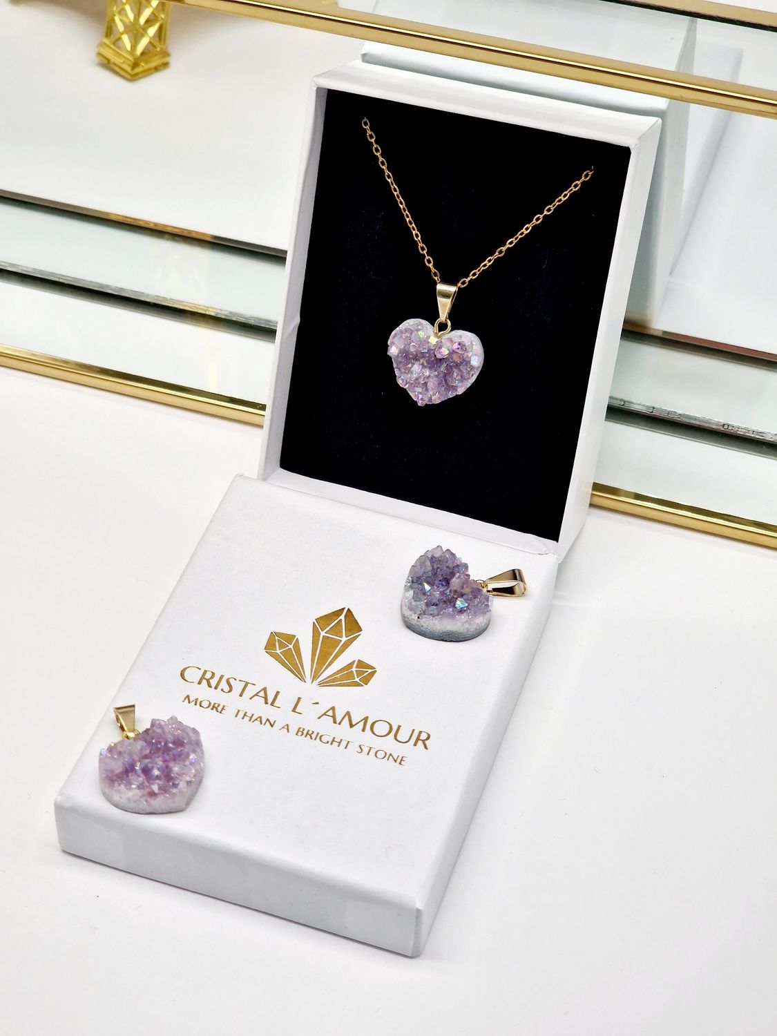 AMETHYST Mini Heart Druzy Pendant