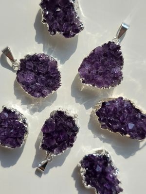 AMETHYST Druzy Anhänger Silber