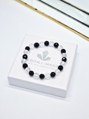 BERGKRISTALL &amp; TURMALIN Armband facettiert