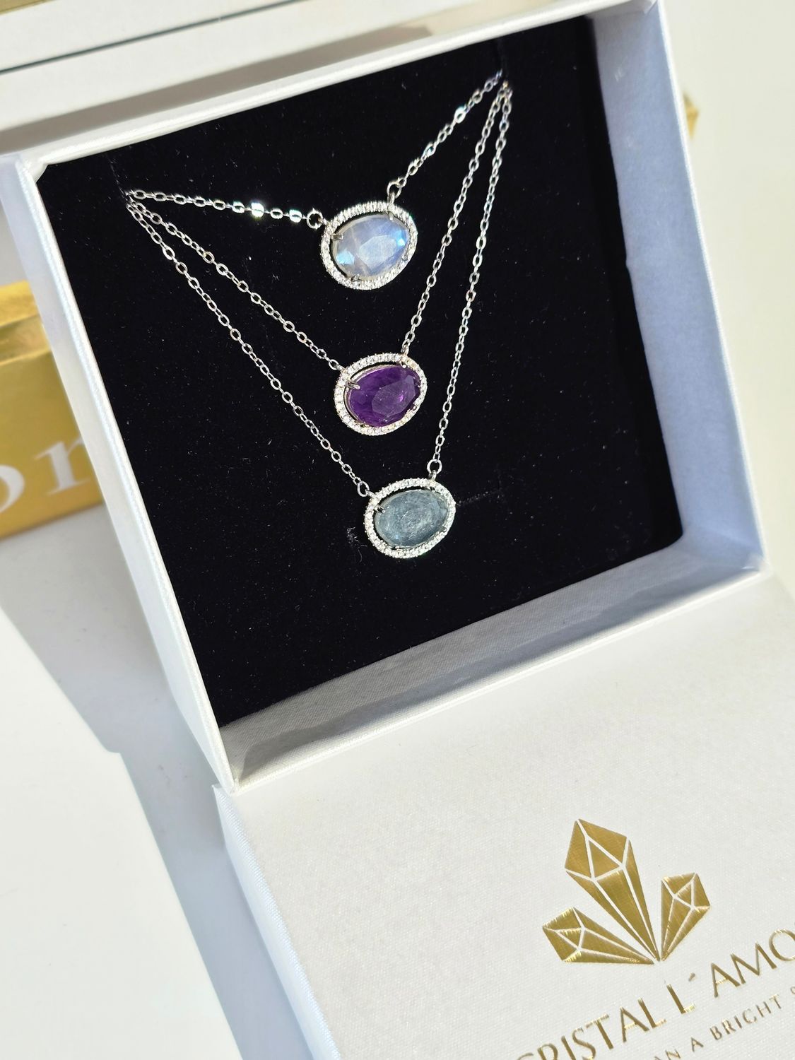 EDELSTEIN "Glamour" Kette Silber